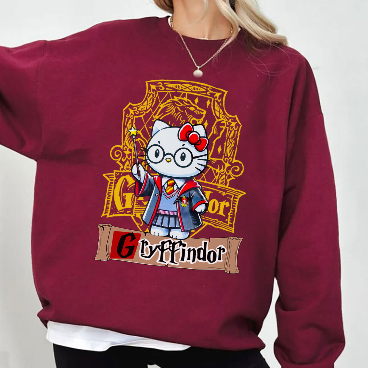 Cute Hello Kitty × Harry Potter Four Houses Collaboration T-Shirt,Crewneck,Hoodie,Gift for Loyal Fans,TS-C-666