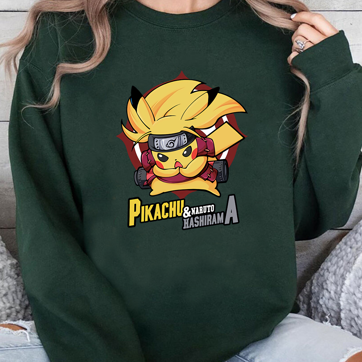 Pikachu And Naruto Hashirama Anime Unisex T-Shirt,Crewneck,Hoodie,H-C-817