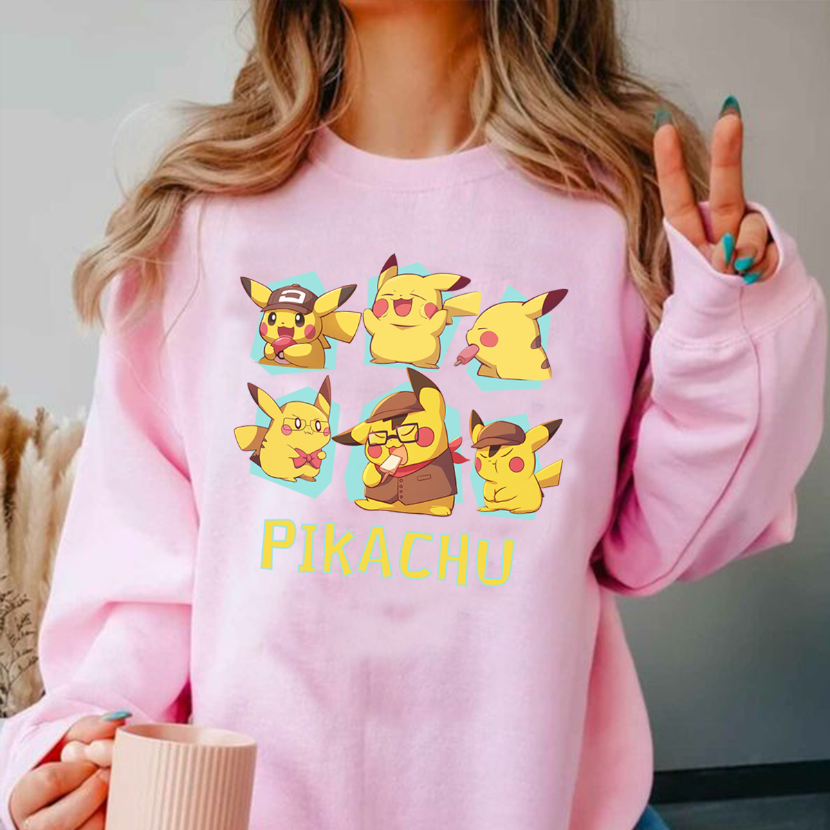 Cute Pikachu Pokémon Characters Anime Unisex T-Shirt,Crewneck,Hoodie,H-C-769