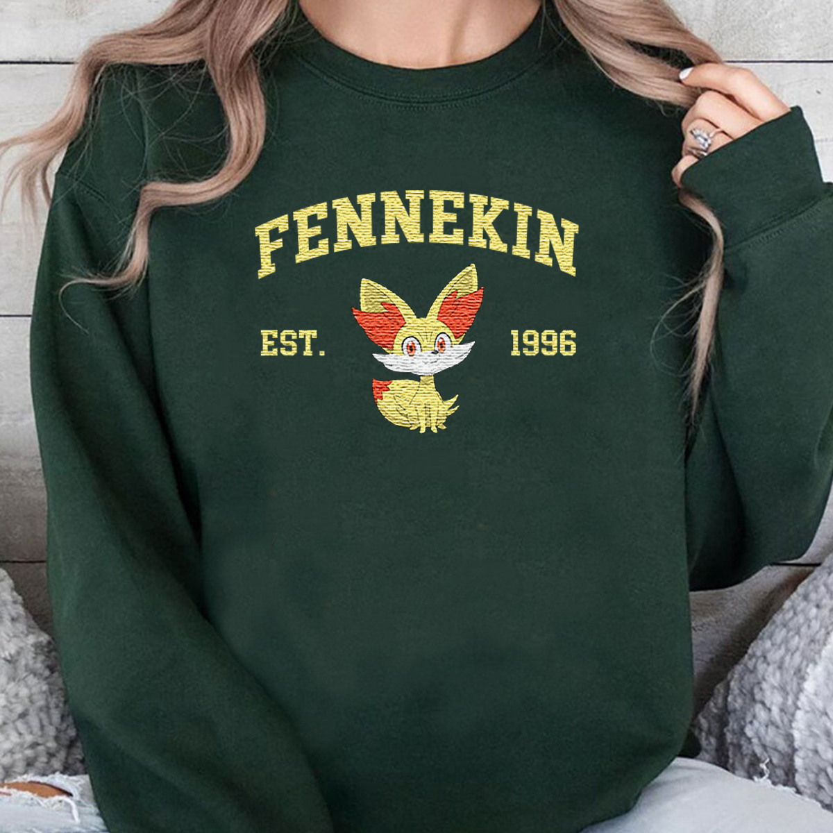 Fennekin Pokémon Anime Characters Embroidered Unisex T-Shirt,Crewneck,Hoodie For Gift,H-C-1061