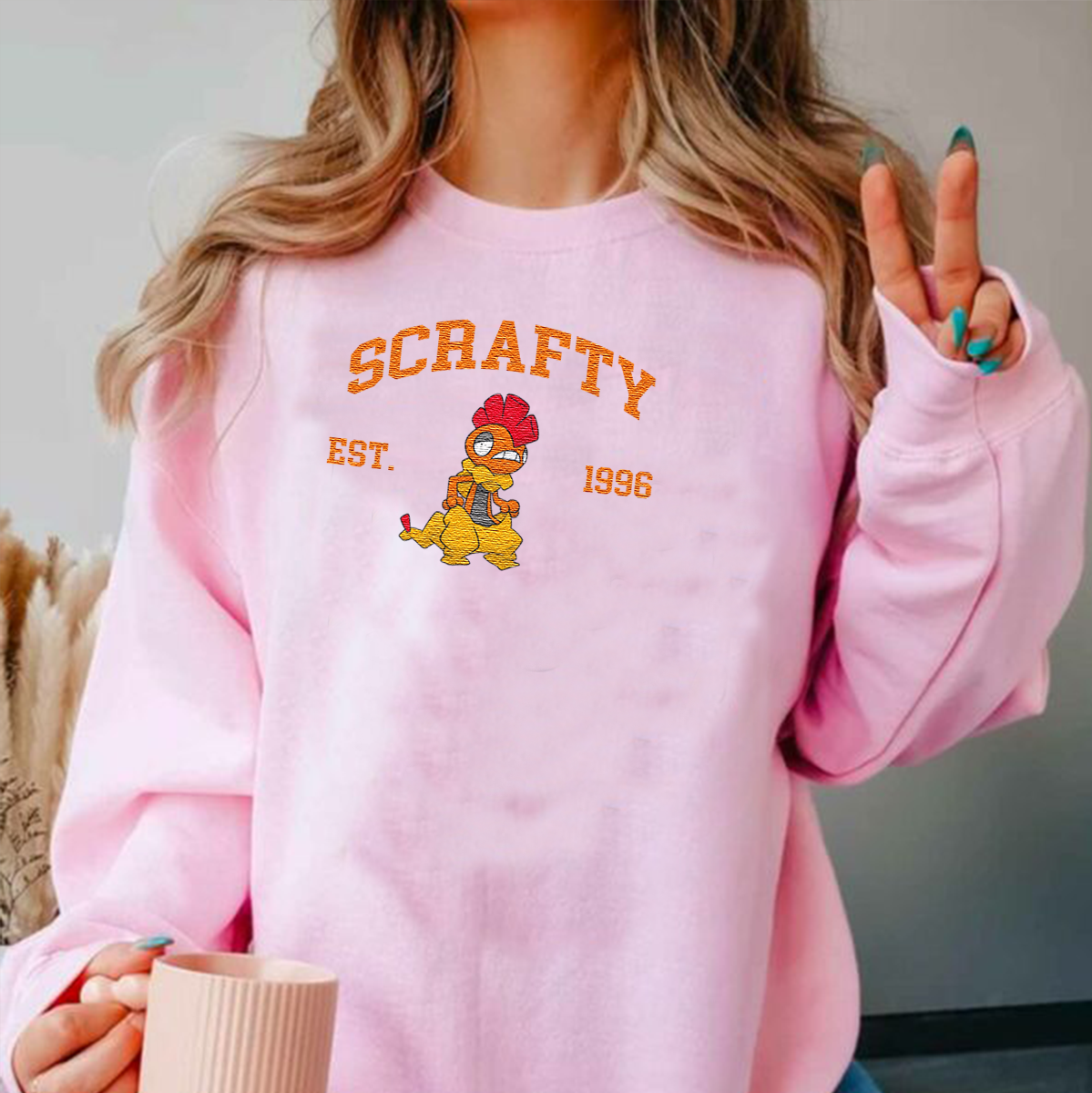 Scrafty Adorable Anime-Themed Embroidered T-Shirt,Crewneck,Hoodie-Trendy Versatile and a Thoughtful Gift for Friends,H-C-1085