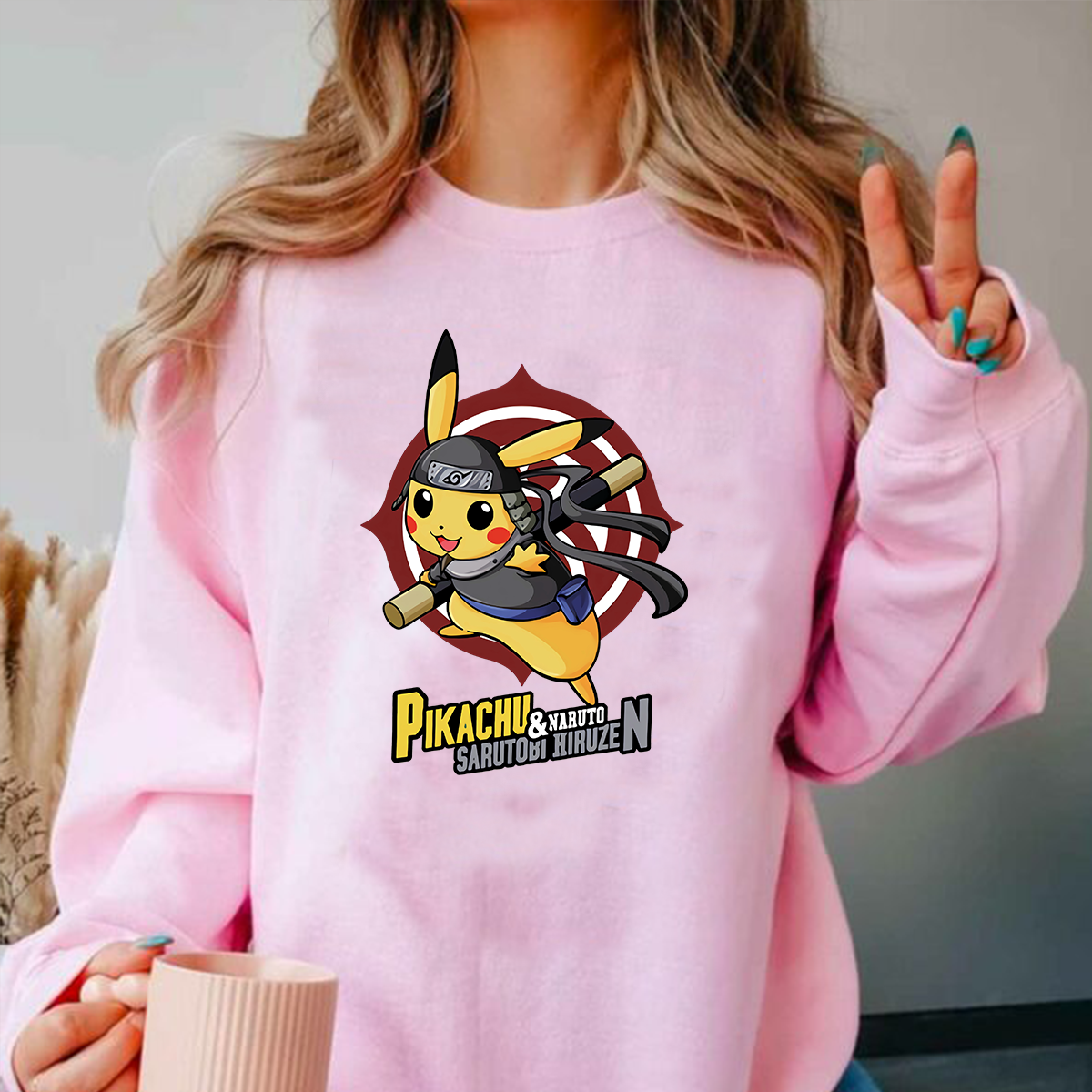 Pikachu And Naruto Sarutobi Hiruzen Pokémon Unisex T-Shirt,Crewneck,Hoodie,H-C-812