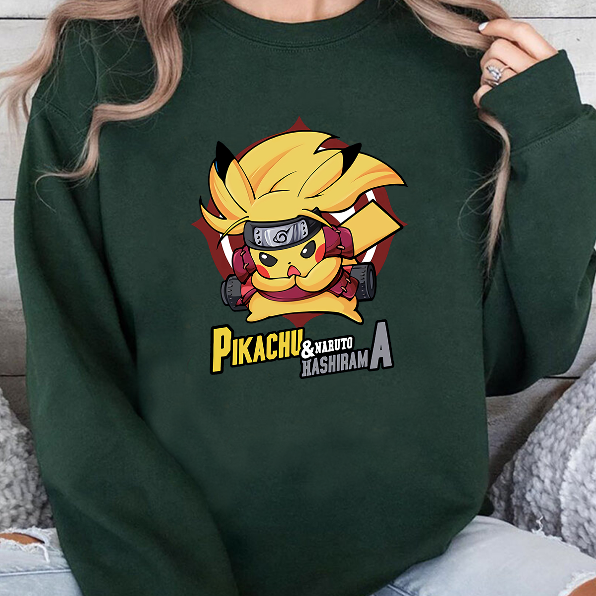 Pikachu And Naruto Hashirama Pokémon Anime Unisex T-Shirt,Crewneck,Hoodie,H-C-817