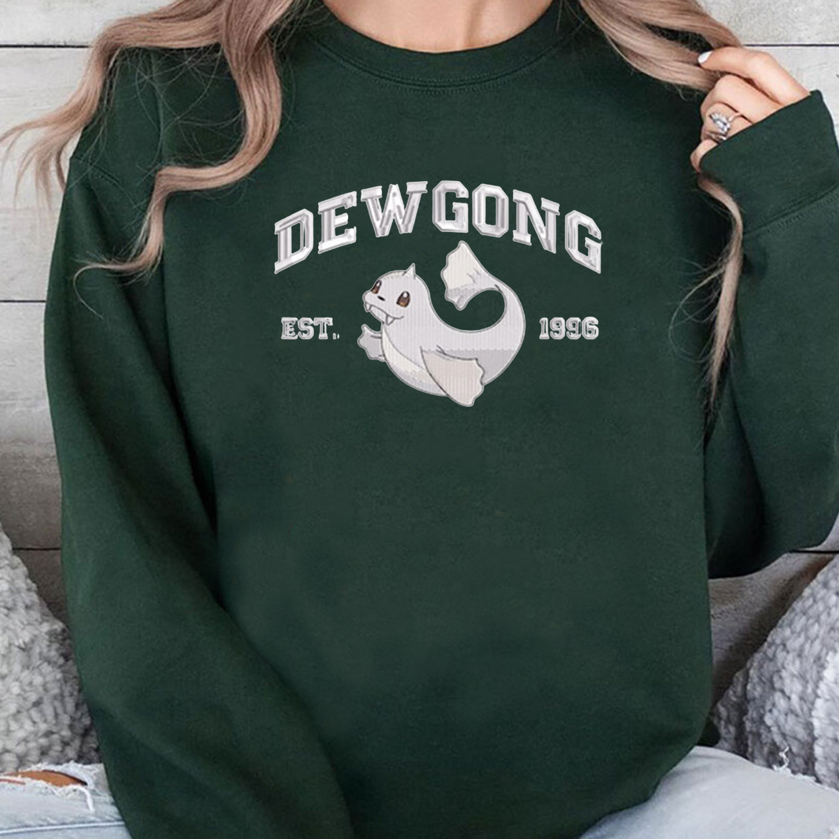 Dewgong Adorable Anime-Themed Embroidered T-Shirt,Crewneck,Hoodie-Trendy Versatile and a Thoughtful Gift for Friends,H-C-862