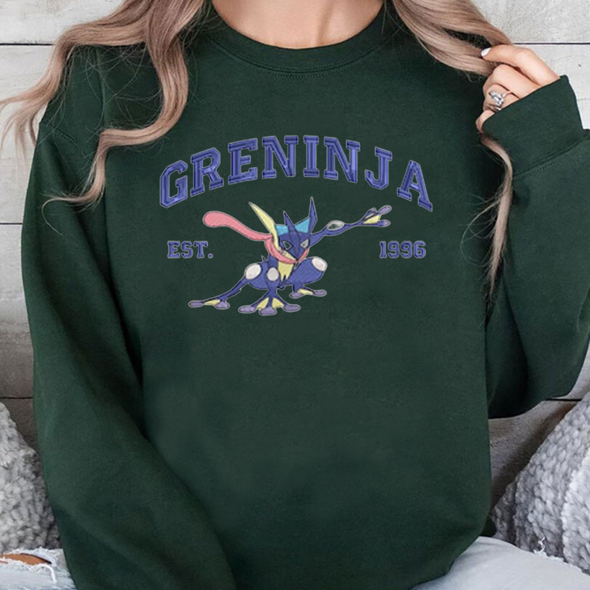 Greninja Pokémon Characters Anime Embroidered Unisex T-Shirt,Crewneck,Hoodie,H-C-851