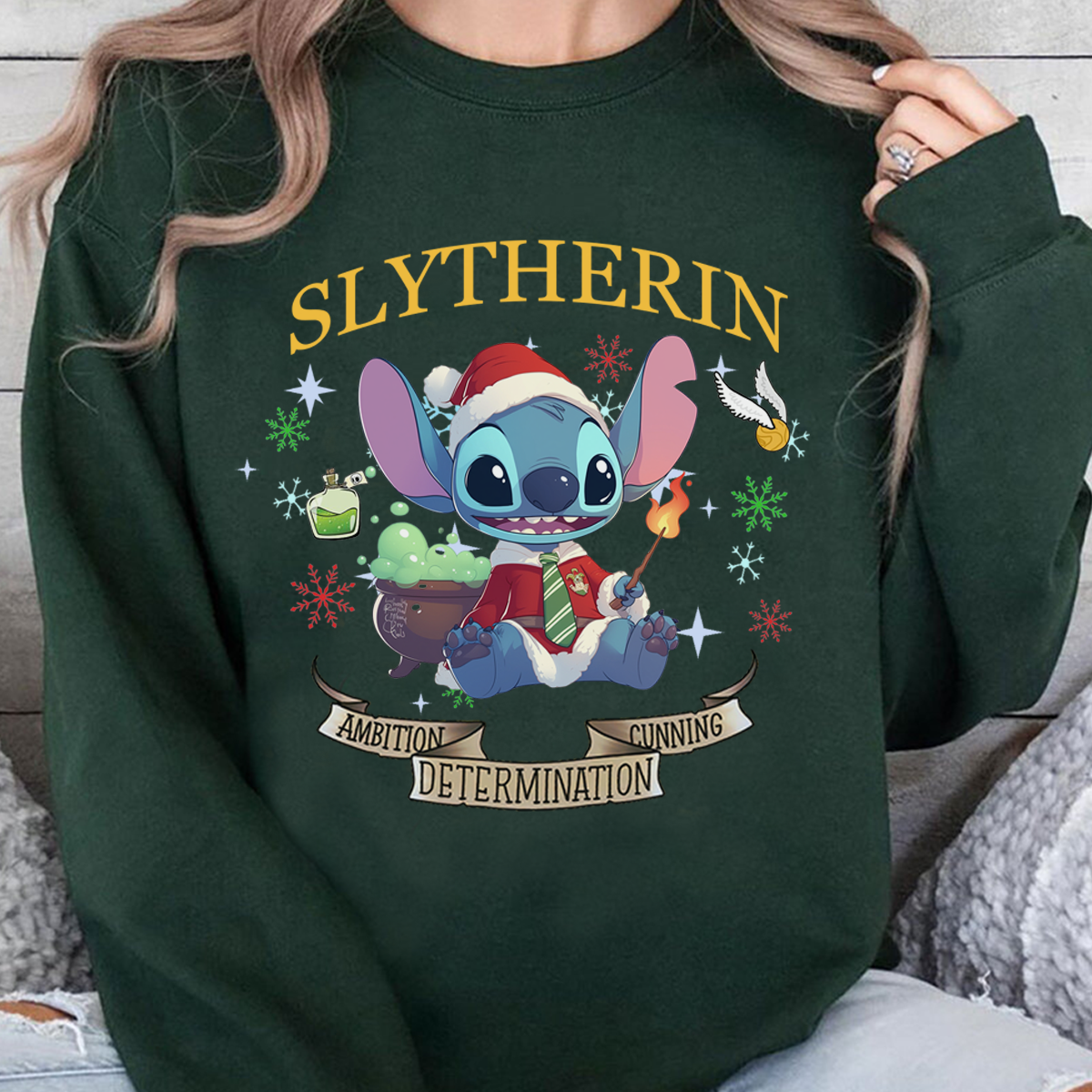 Adorable Stitch Meet The Four Houses Of Harry Potter Christmas T-Shirt,Crewneck,Hoodie,TS-C-691