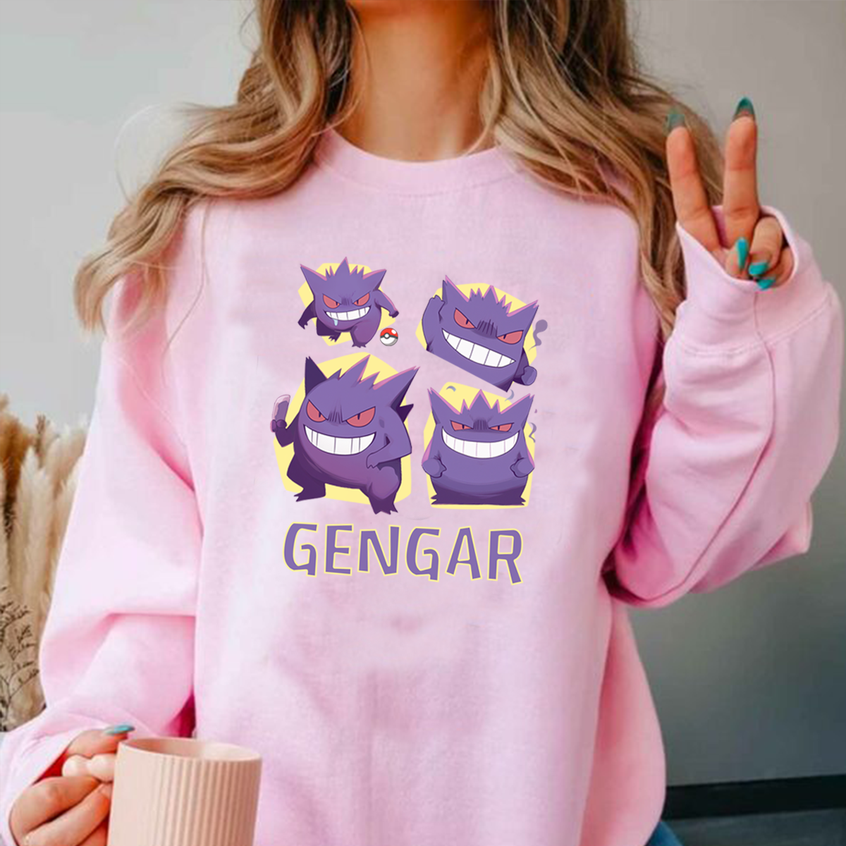 Playful And Mischievous Gengar Pokémon Characters Anime Unisex T-Shirt,Crewneck,Hoodie,H-C-771