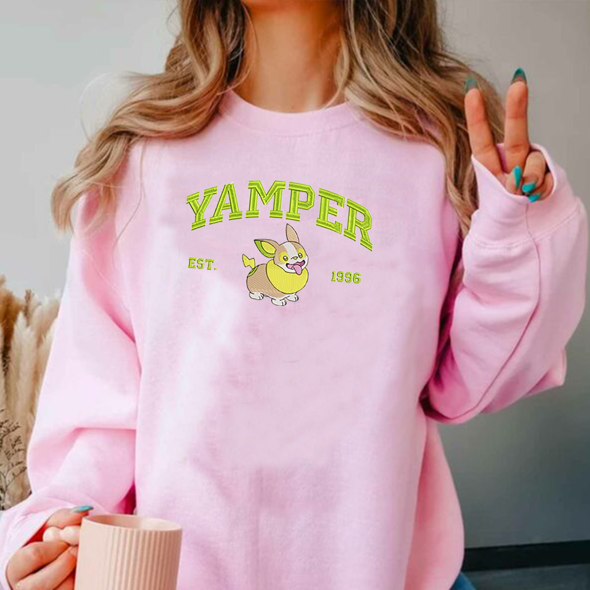 Yamper Adorable Anime-Themed Embroidered T-Shirt,Crewneck,Hoodie-Trendy Versatile and a Thoughtful Gift for Friends,H-C-1006