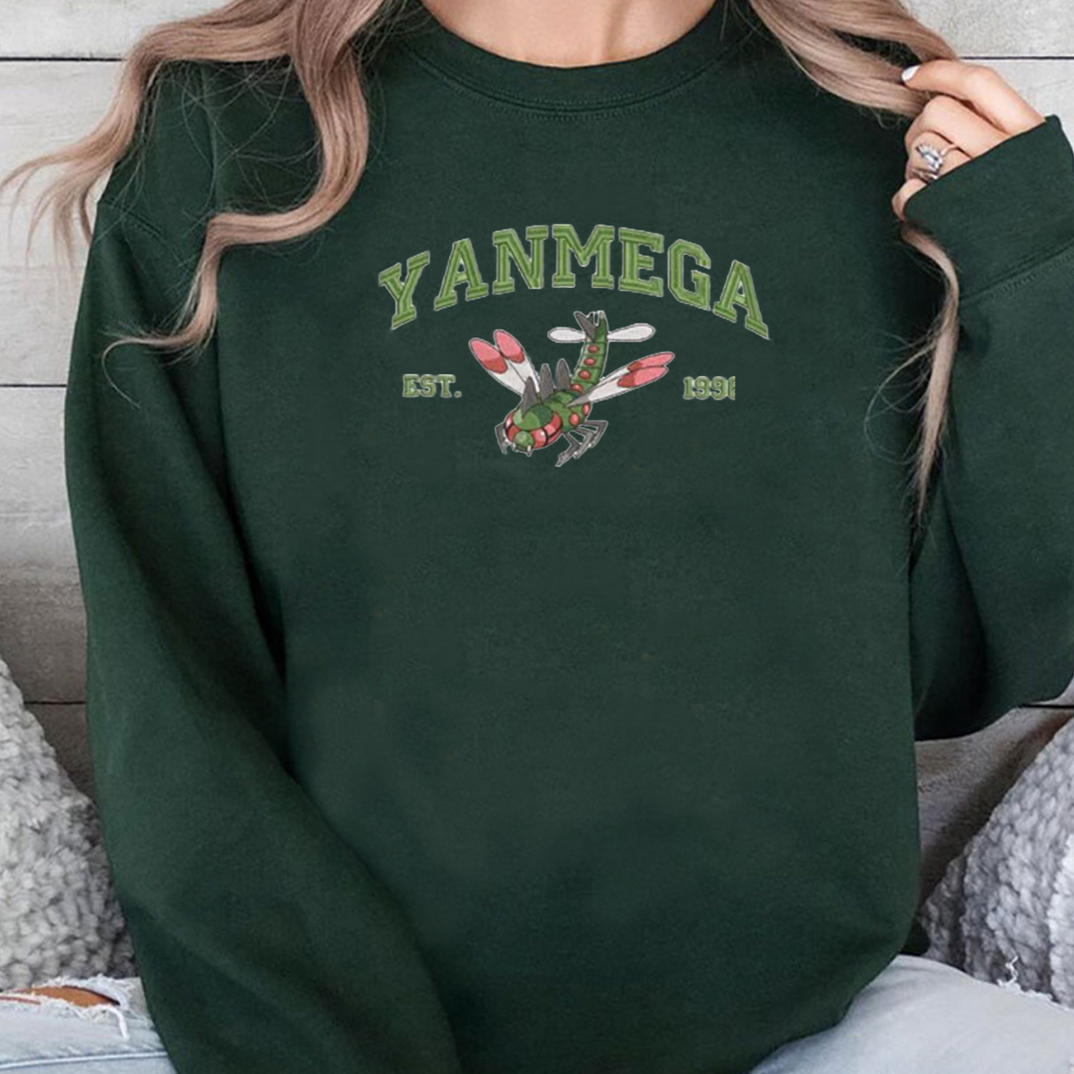 Yanmega Adorable Anime-Themed Embroidered T-Shirt,Crewneck,Hoodie-Trendy Versatile and a Thoughtful Gift for Friends,H-C-1028