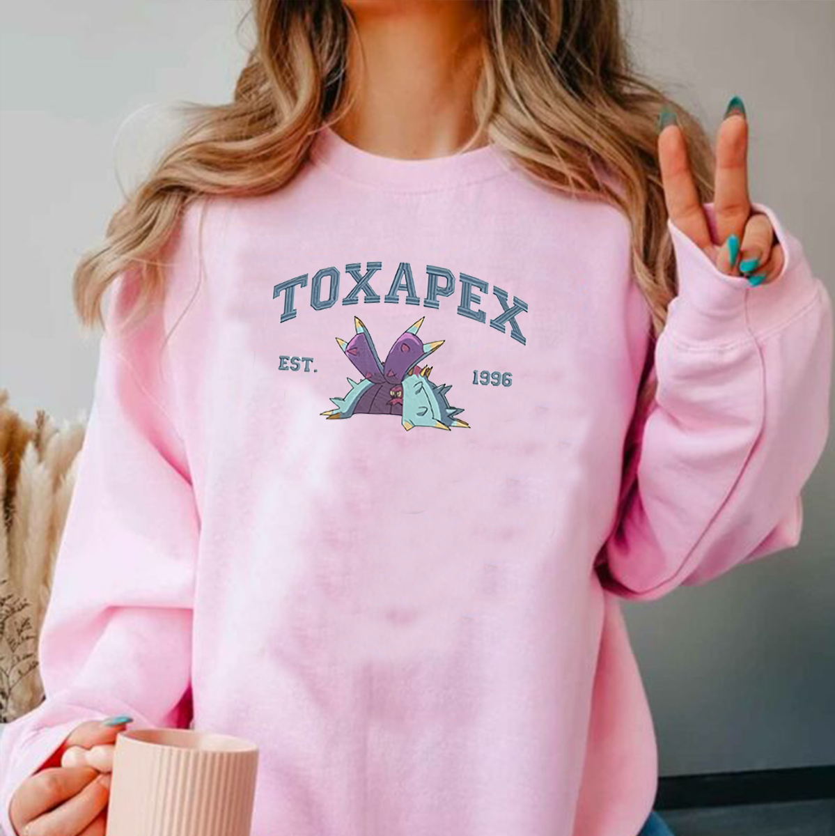 Toxapex Adorable Anime-Themed Embroidered T-Shirt,Crewneck,Hoodie-Trendy Versatile and a Thoughtful Gift for Friends,H-C-1005