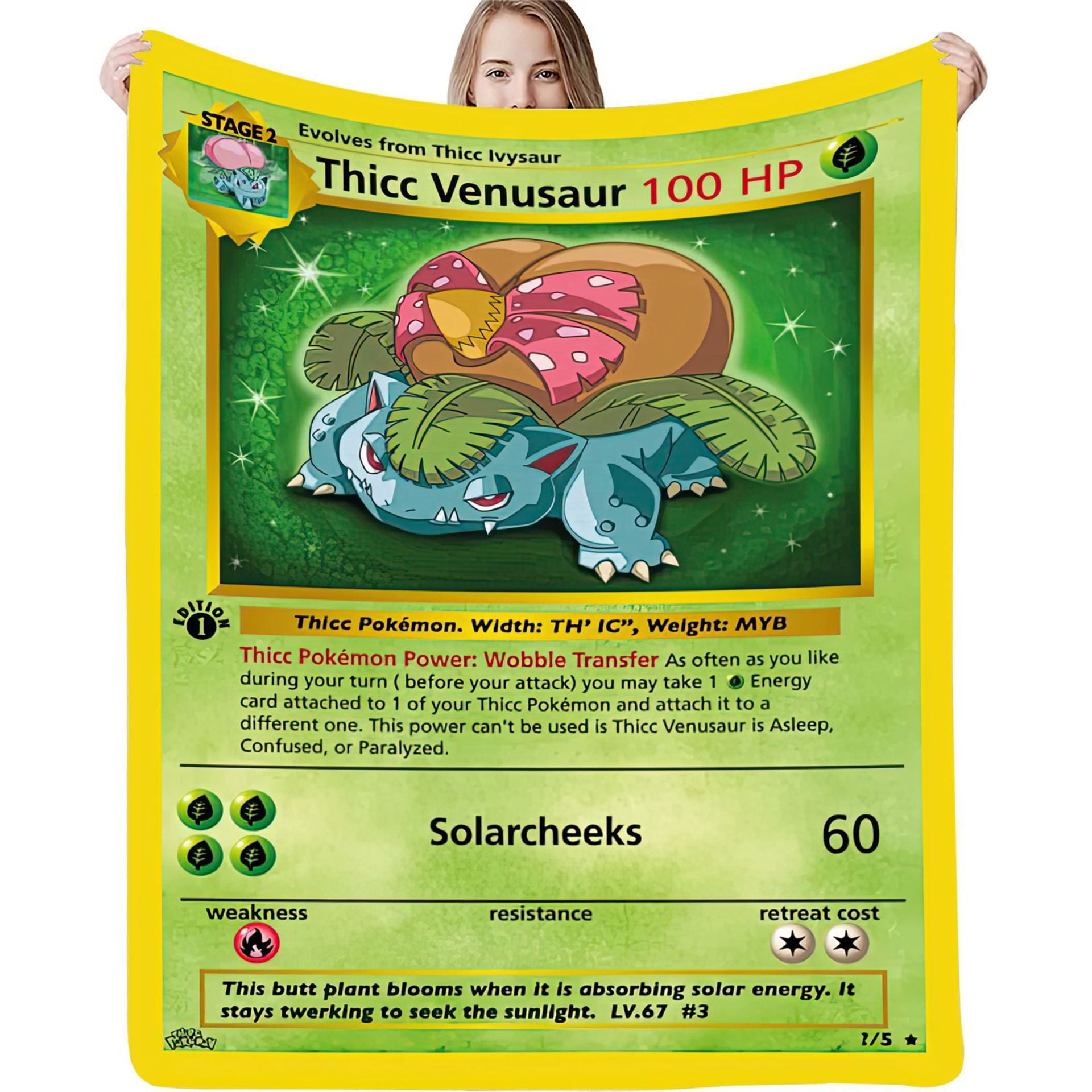 Thicc Venusaur Pokémon Fleece Blanket Digital Printed Throw Blanket,B-C-1045