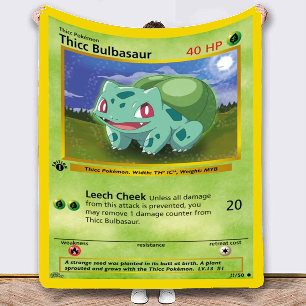 Thicc Bulbasaur Pokémon Fleece Blanket Digital Printed Throw Blanket,B-C-1052