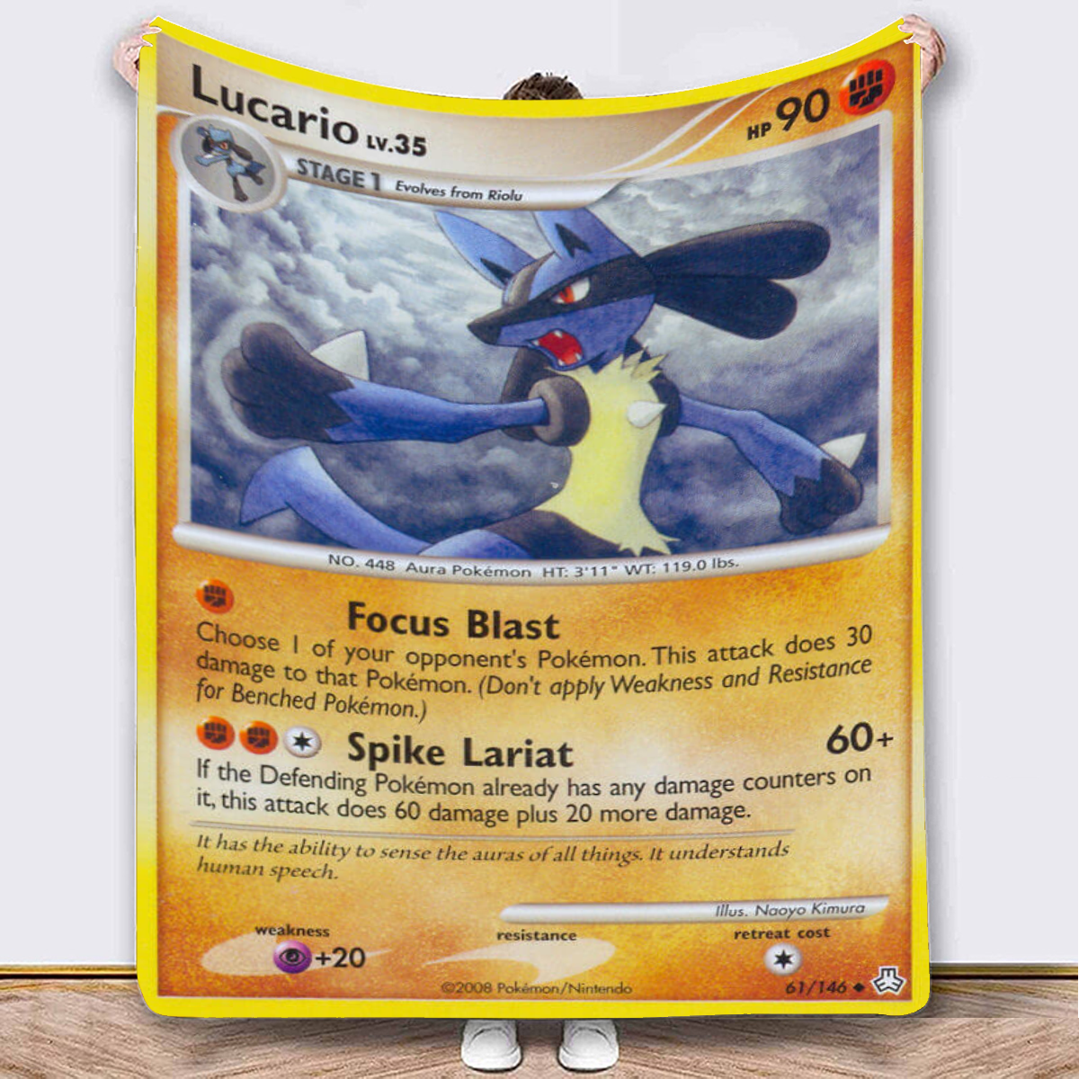 Lucario HP90 Pokémon Fleece Blanket Digital Printed Throw Blanket,B-C-1056