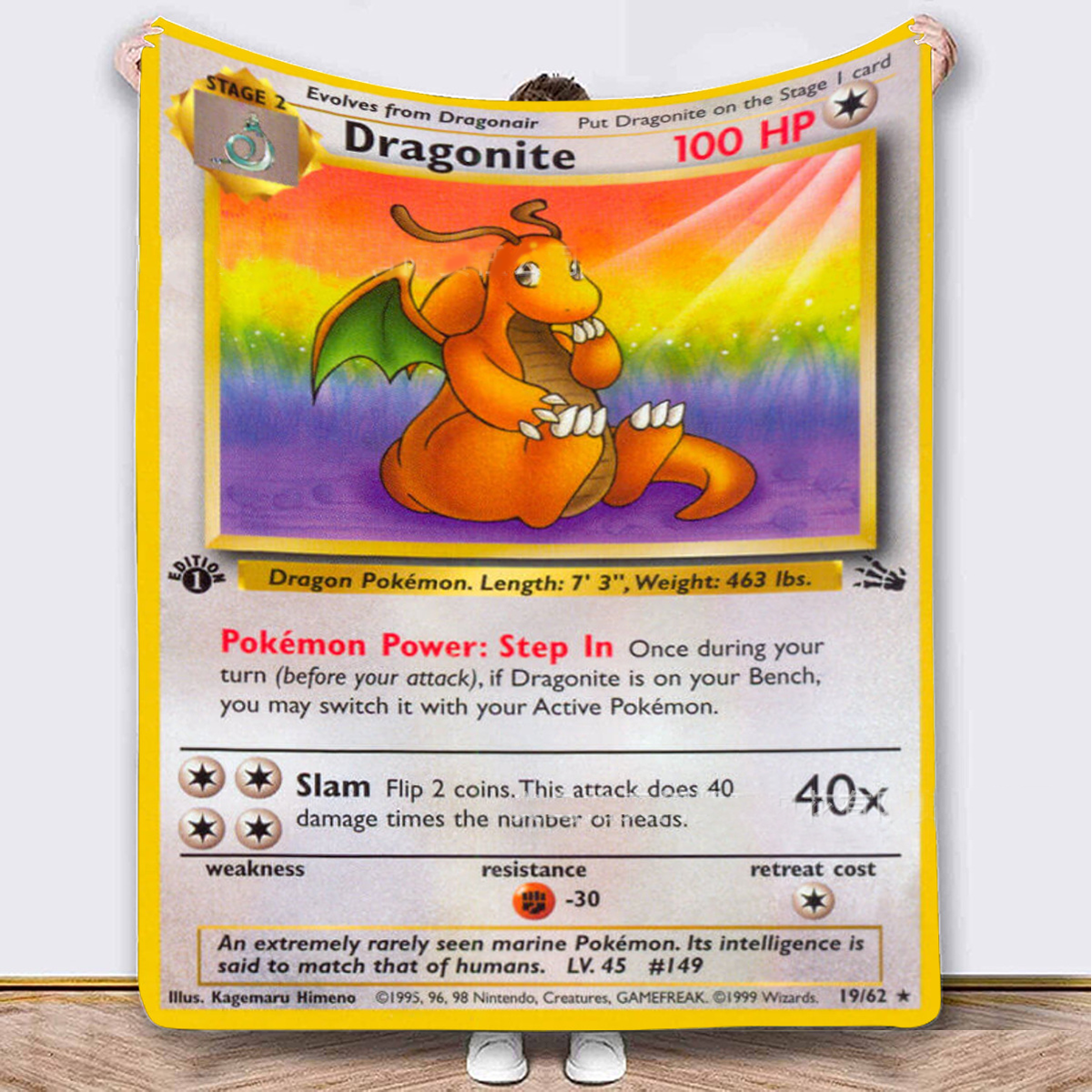 Dragonite Pokémon Fleece Blanket Digital Printed Throw Blanket,B-C-1058