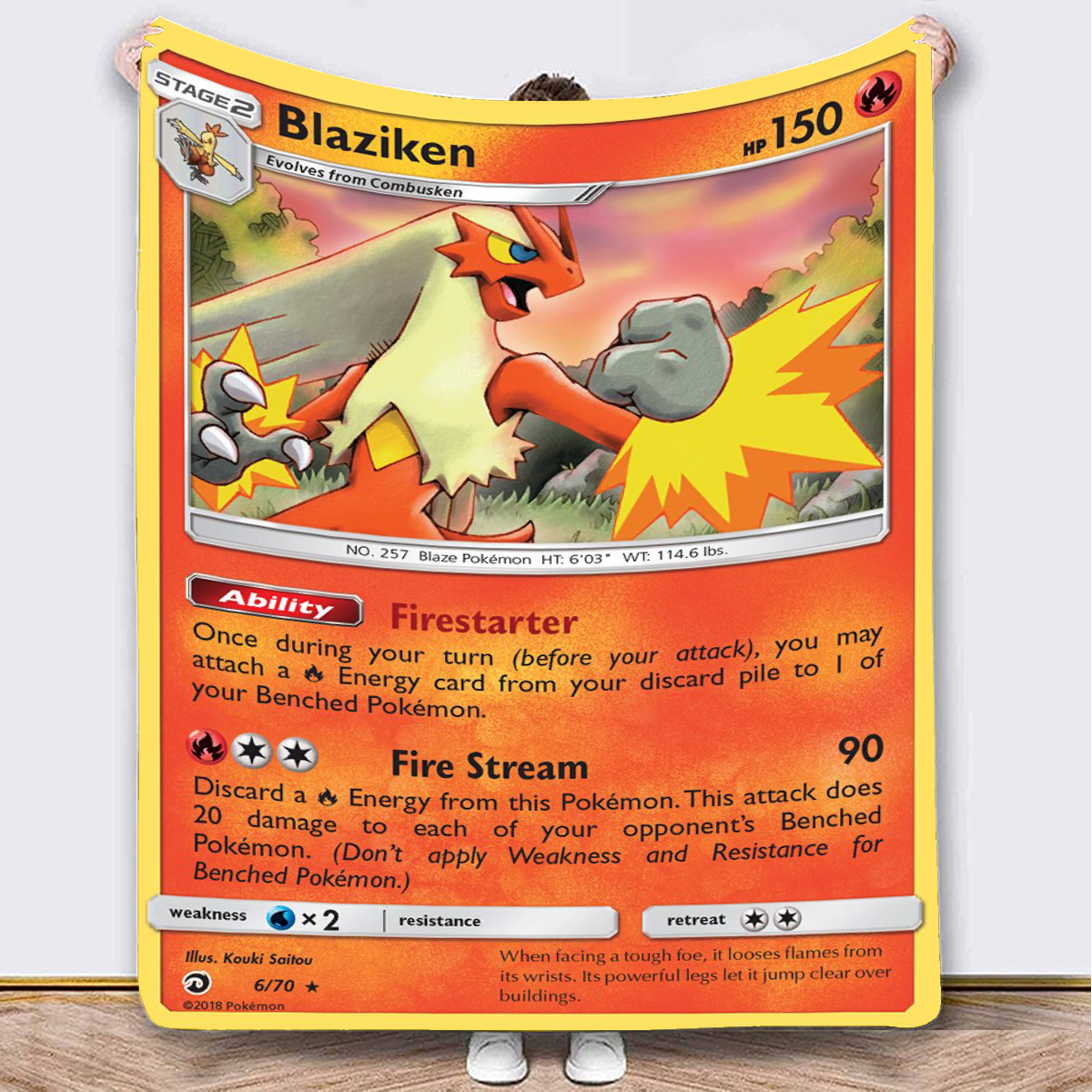 Blaziken Pokémon Fleece Blanket Digital Printed Throw Blanket,B-C-1059