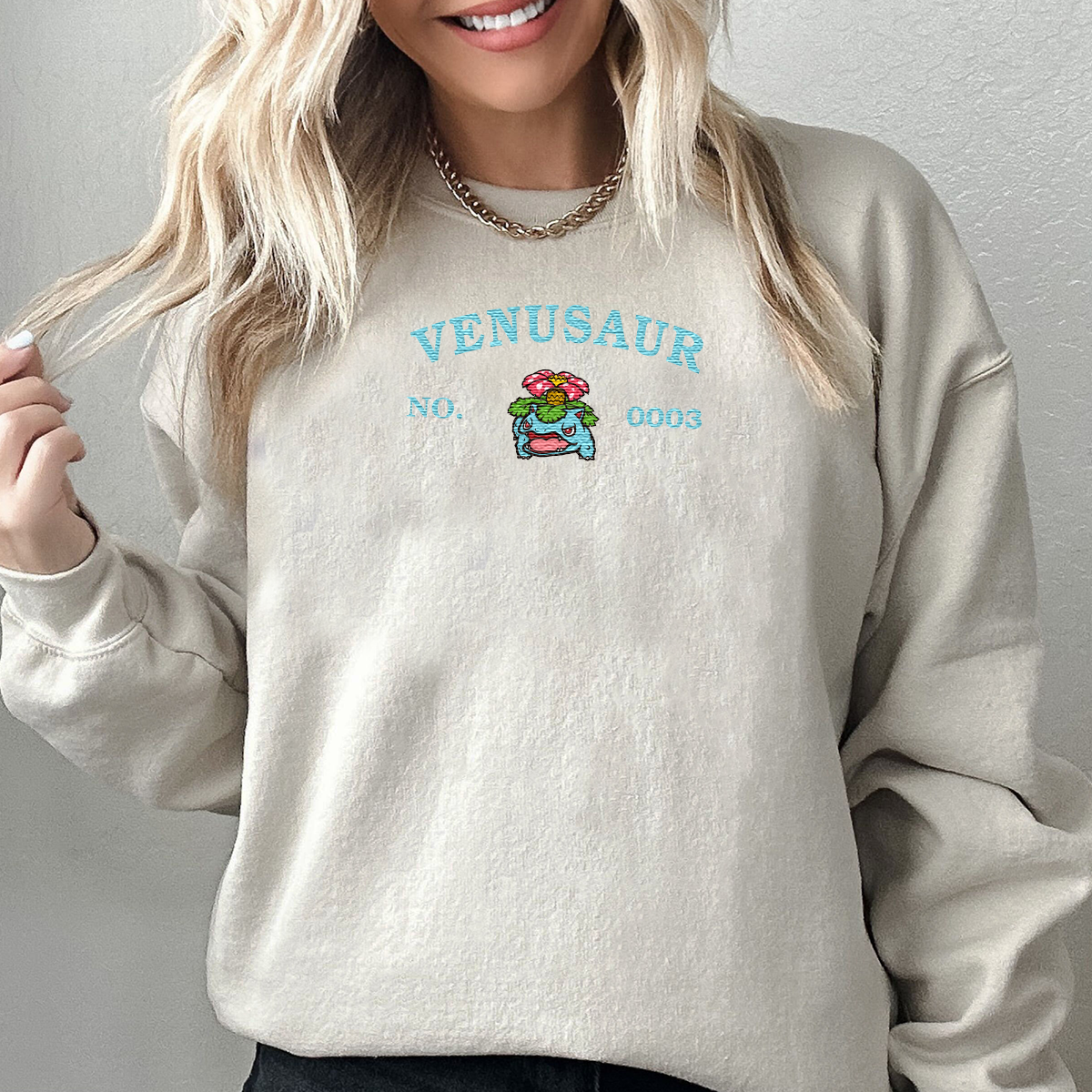 Venusaur-Q. Anime Characters Embroidered Unisex T-Shirt,Crewneck,Hoodie For Gift,H-C-1233