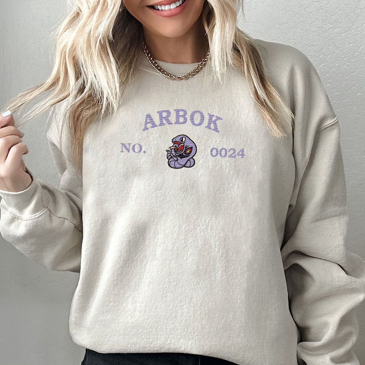 Arbok-Q. Adorable Anime-Themed Embroidered T-Shirt,Crewneck,Hoodie-Trendy Versatile and a Thoughtful Gift for Friends,H-C-1262