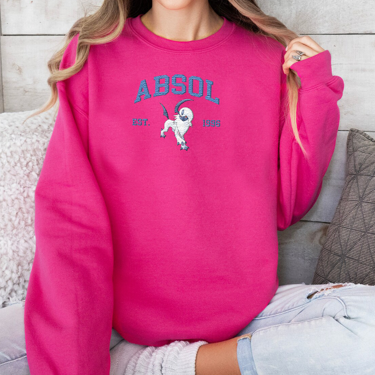 Absol Adorable Anime-Themed Embroidered T-Shirt,Crewneck,Hoodie-Trendy Versatile and a Thoughtful Gift for Friends,H-C-709