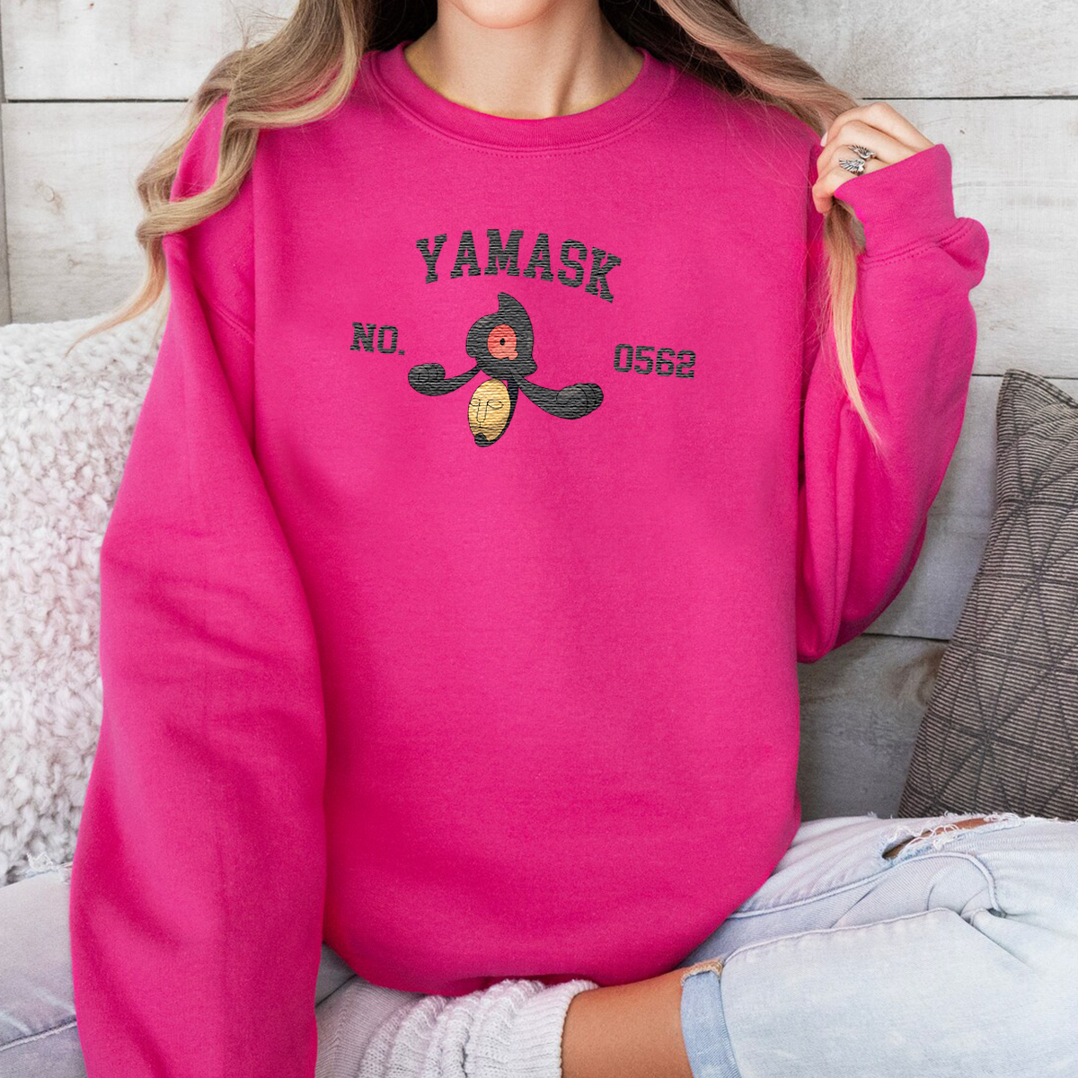 Yamask Adorable Anime-Themed Embroidered T-Shirt,Crewneck,Hoodie-Trendy Versatile and a Thoughtful Gift for Friends,H-C-1584