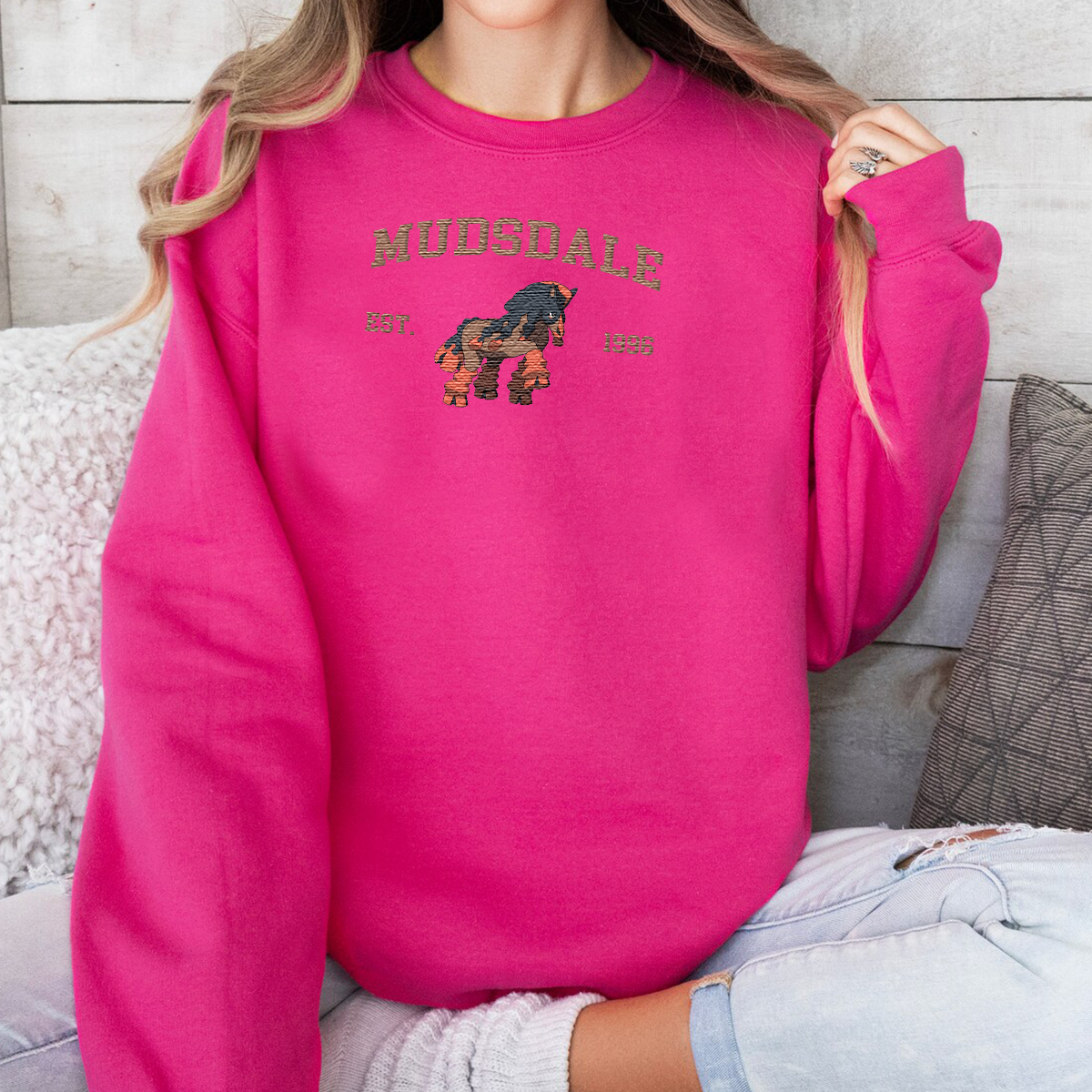 Mudsdale Anime Characters Embroidered Unisex T-Shirt,Crewneck,Hoodie For Gift,H-C-1201