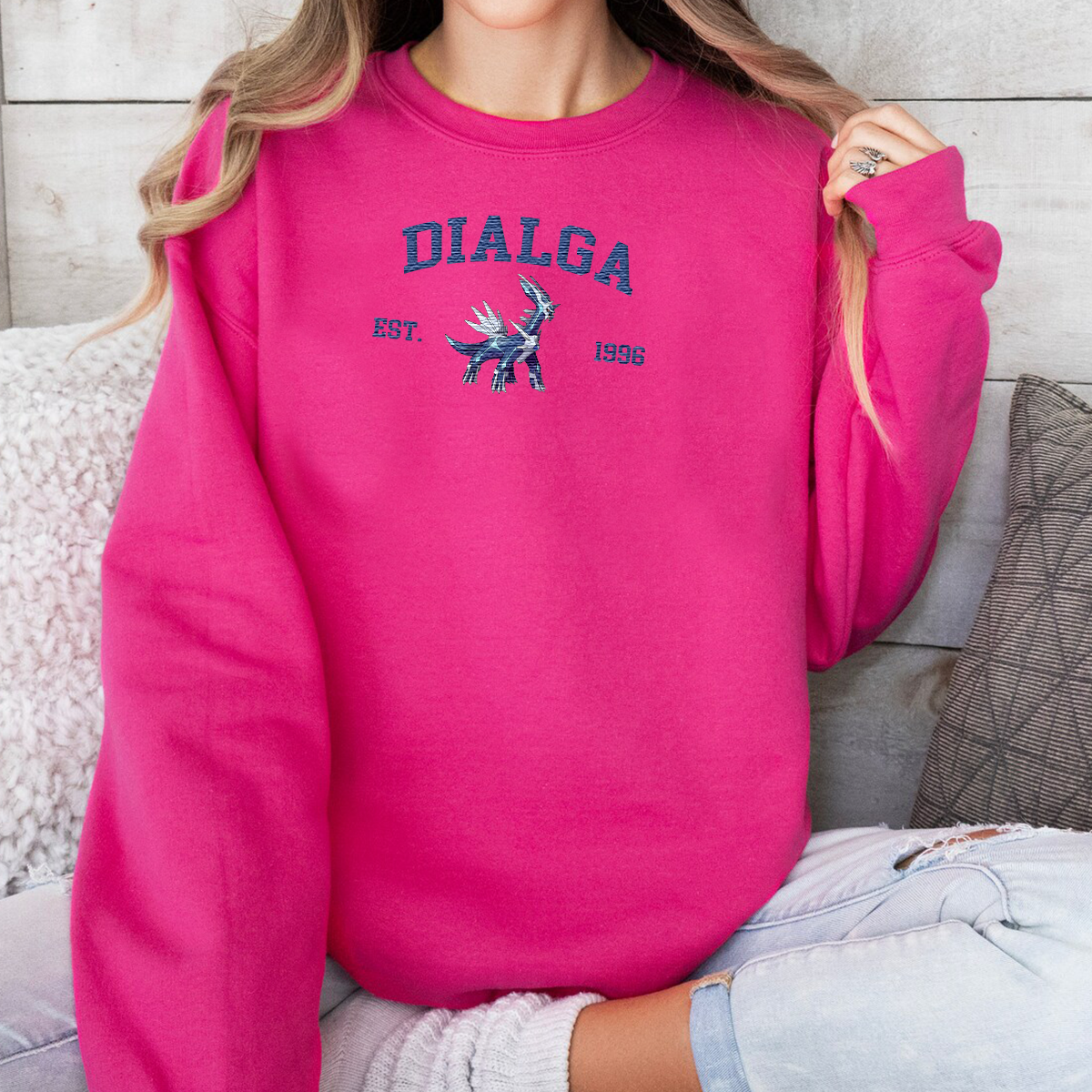 Dialga Adorable Anime-Themed Embroidered T-Shirt,Crewneck,Hoodie-Trendy Versatile and a Thoughtful Gift for Friends,H-C-1116