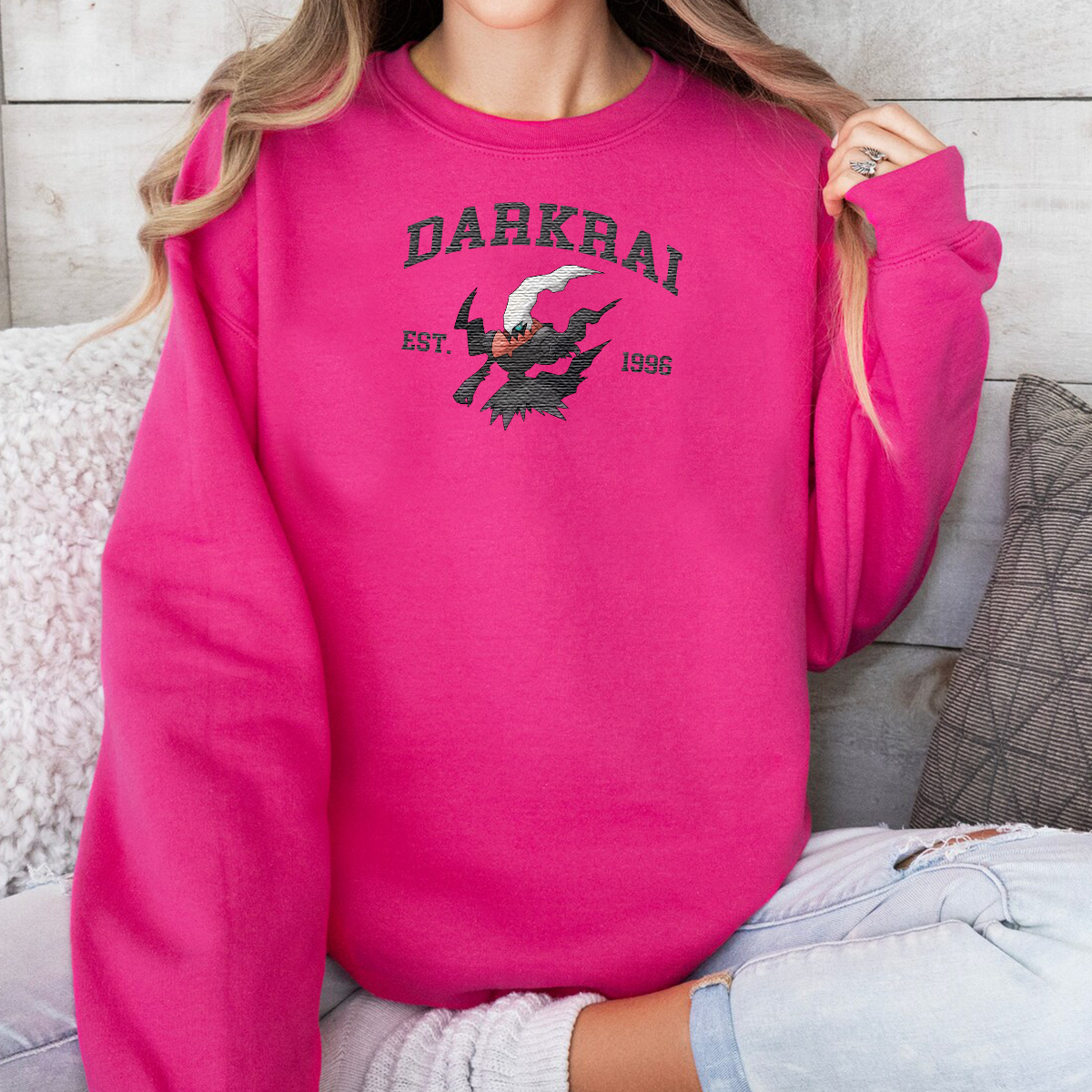 Darkrai Adorable Anime-Themed Embroidered T-Shirt,Crewneck,Hoodie-Trendy Versatile and a Thoughtful Gift for Friends,H-C-880
