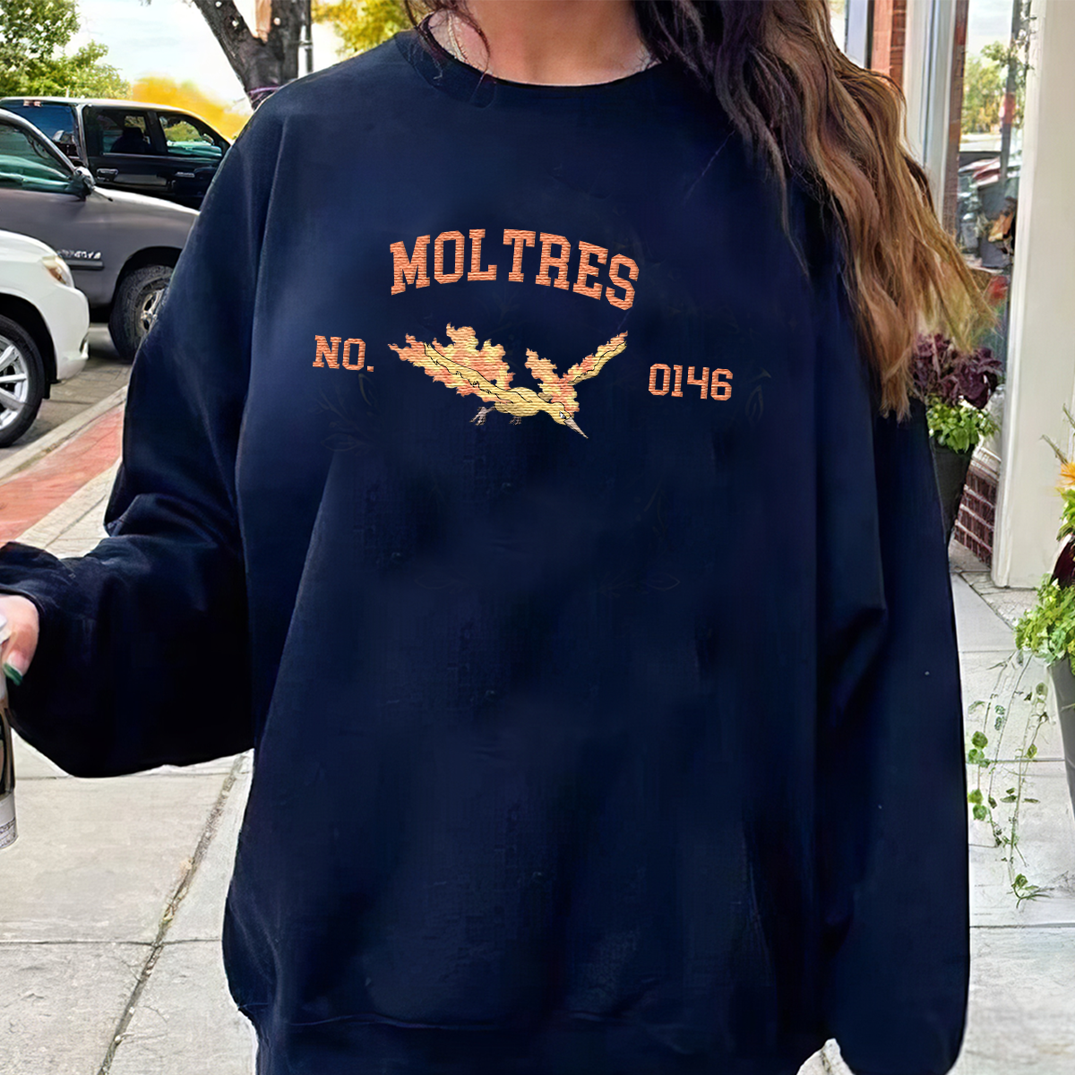 Moltres Adorable Anime-Themed Embroidered T-Shirt,Crewneck,Hoodie-Trendy Versatile and a Thoughtful Gift for Friends,H-C-1621
