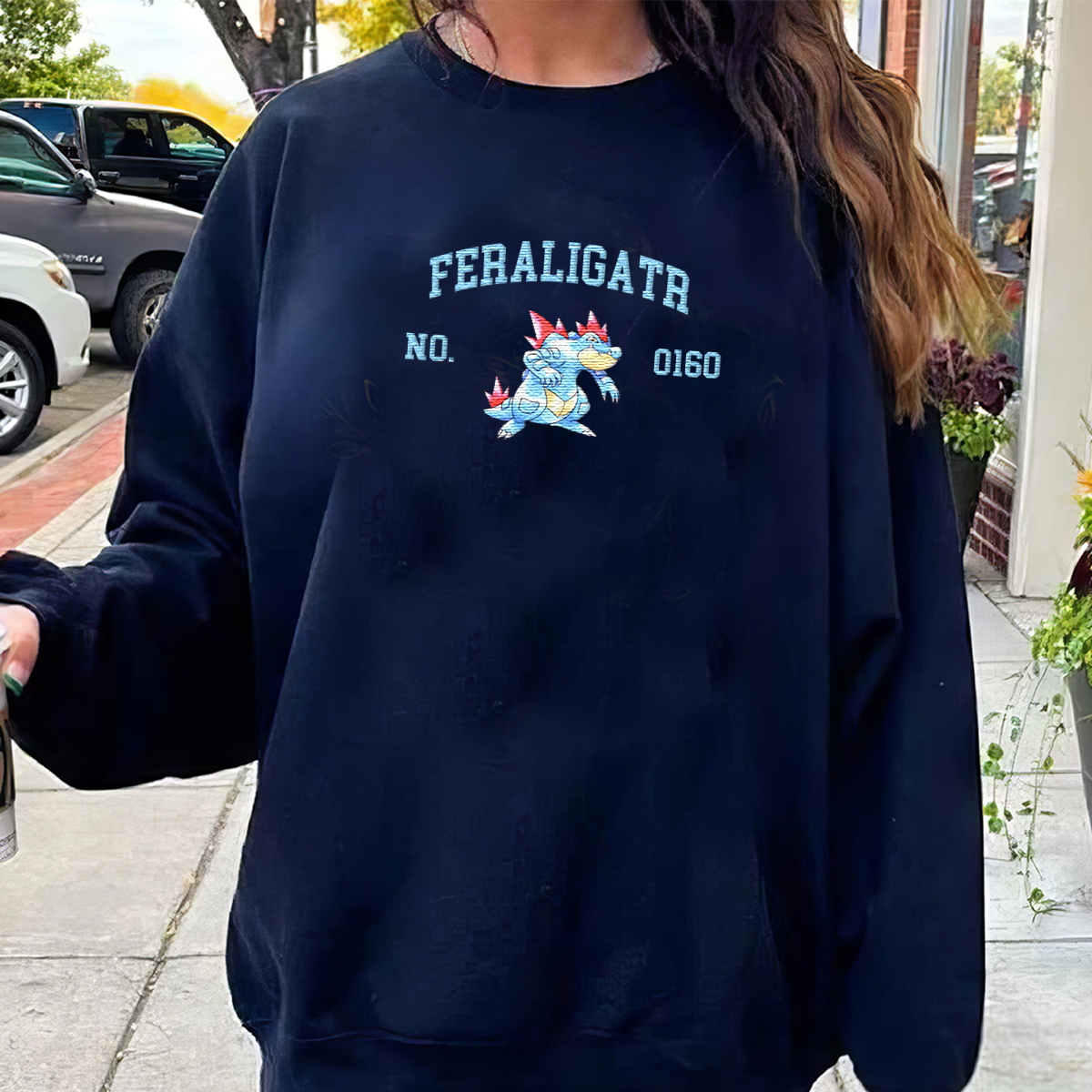 Feraligatr Adorable Anime-Themed Embroidered T-Shirt,Crewneck,Hoodie-Trendy Versatile and a Thoughtful Gift for Friends,H-C-1770