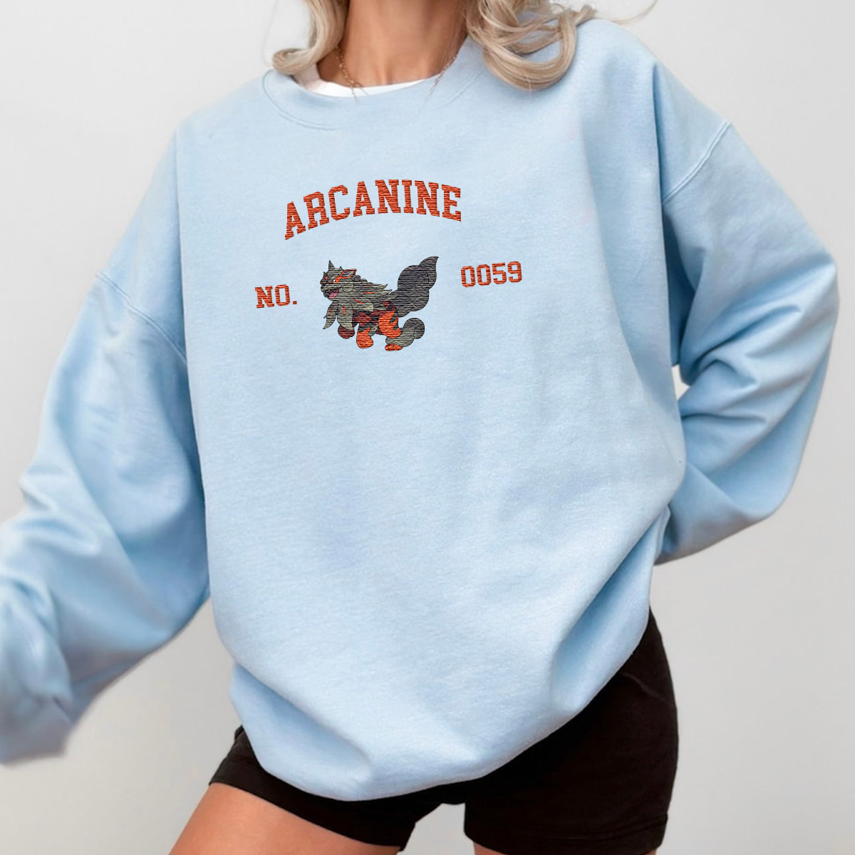 Arcanine Adorable Anime-Themed Embroidered T-Shirt,Crewneck,Hoodie-Trendy Versatile and a Thoughtful Gift for Friends,H-C-1735