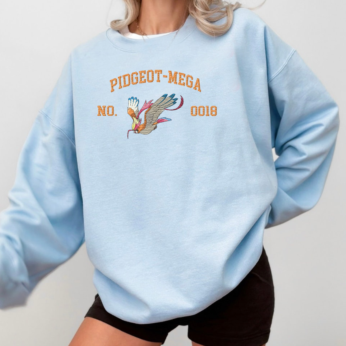 Pidgeot-Mega Adorable Anime-Themed Embroidered T-Shirt,Crewneck,Hoodie-Trendy Versatile and a Thoughtful Gift for Friends,H-C-1480