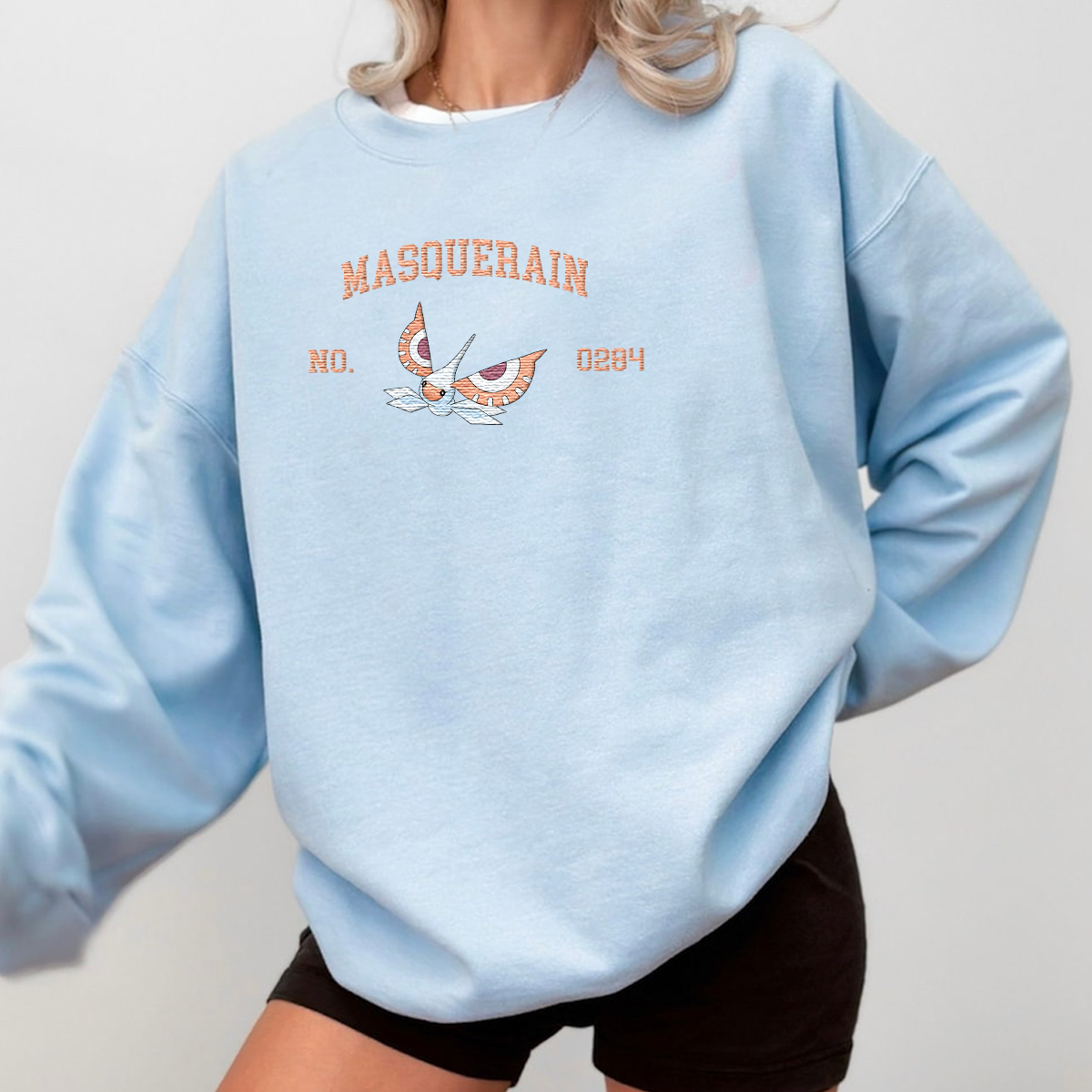 Masquerain Adorable Anime-Themed Embroidered T-Shirt,Crewneck,Hoodie-Trendy Versatile and a Thoughtful Gift for Friends,H-C-1743