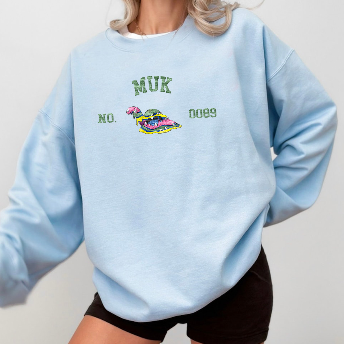 Muk Adorable Anime-Themed Embroidered T-Shirt,Crewneck,Hoodie-Trendy Versatile and a Thoughtful Gift for Friends,H-C-1608