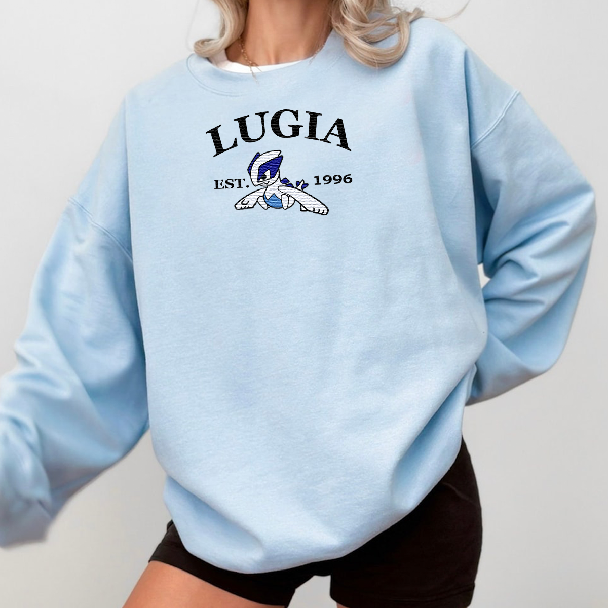 Lugia-Q. Adorable Anime-Themed Embroidered T-Shirt,Crewneck,Hoodie-Trendy Versatile and a Thoughtful Gift for Friends,H-C-925