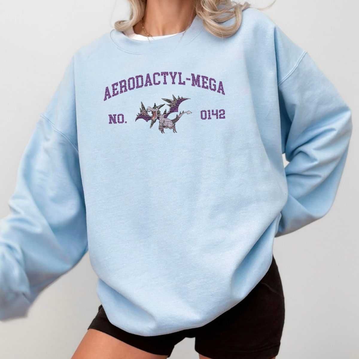 Aerodactyl-Mega Anime Characters Embroidered Unisex T-Shirt,Crewneck,Hoodie For Gift,H-C-1483