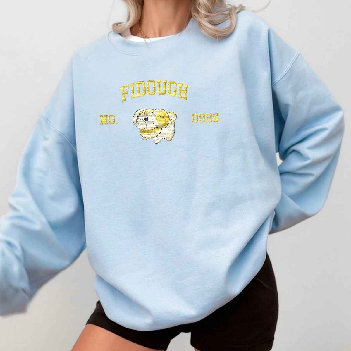 Fidough Anime-Themed Embroidered T-Shirt,Crewneck,Hoodie-Trendy Versatile and a Thoughtful Gift for Friends,H-C-1828