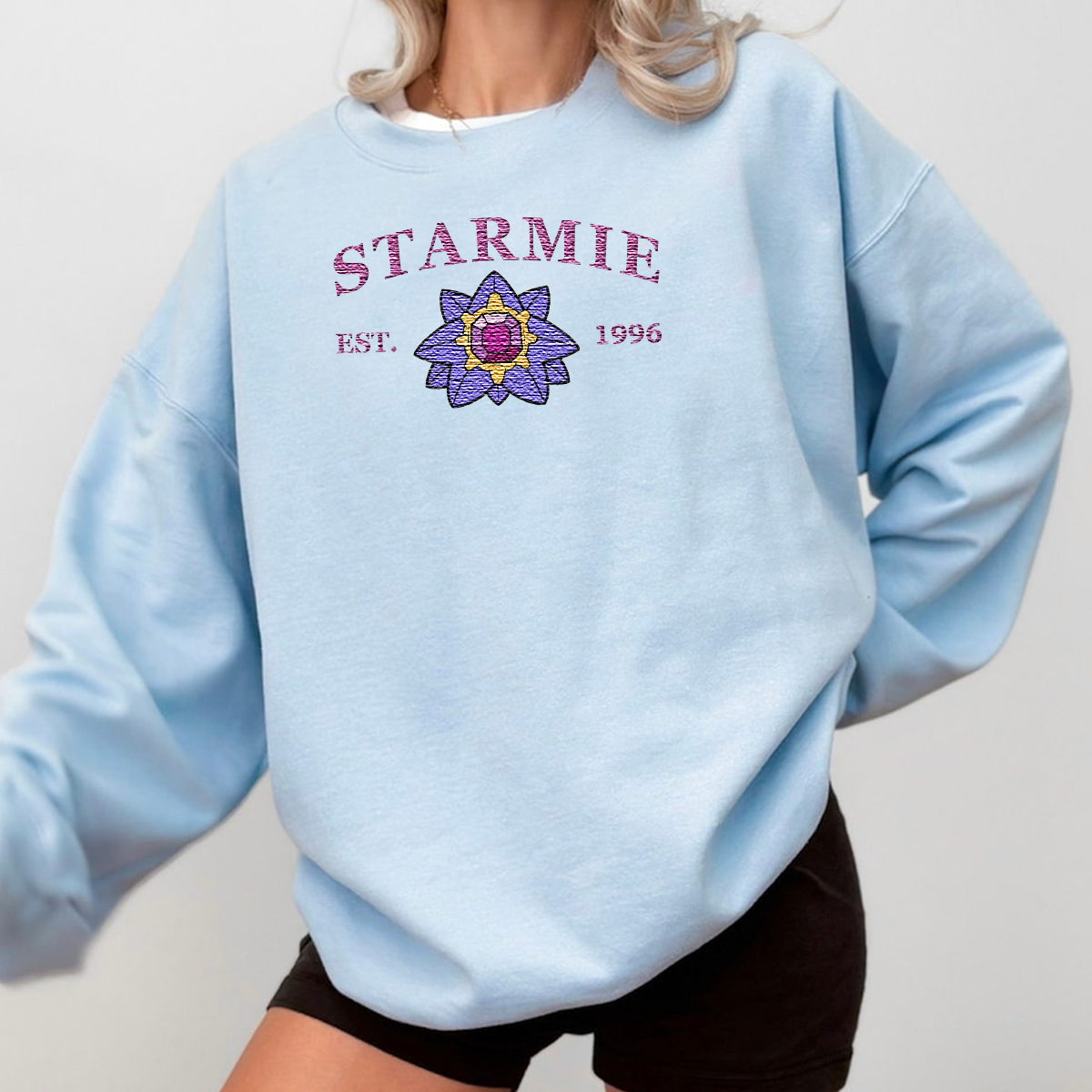 Starmie-Q. Anime Characters Embroidered Unisex T-Shirt,Crewneck,Hoodie For Gift,H-C-979