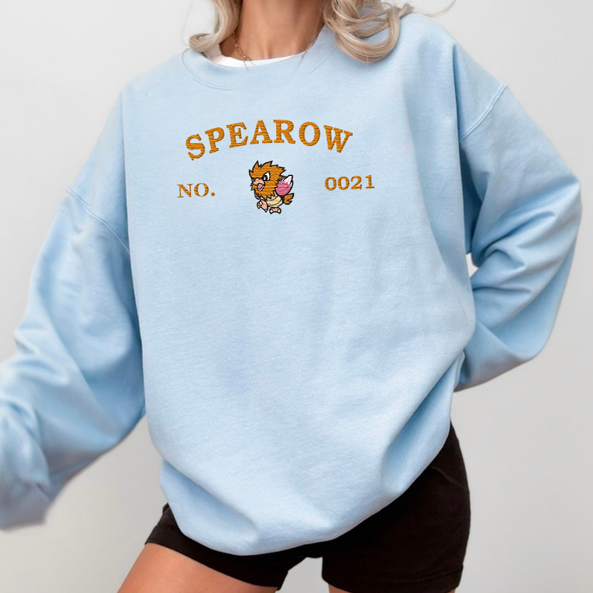Spearow-Q. Adorable Anime-Themed Embroidered T-Shirt,Crewneck,Hoodie-Trendy Versatile and a Thoughtful Gift for Friends,H-C-1261