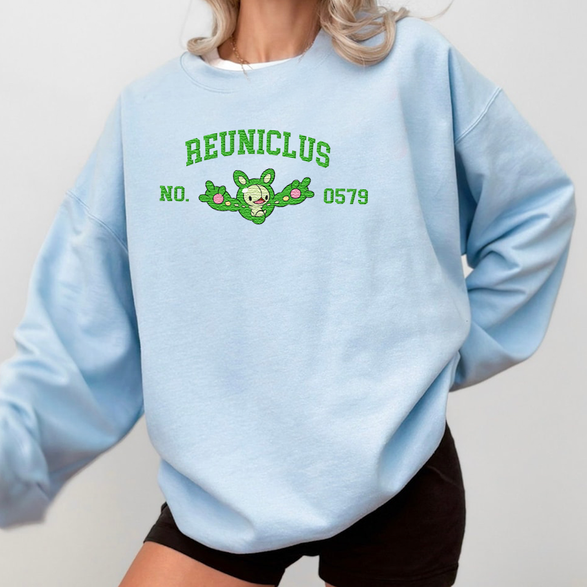 Reuniclus Adorable Anime-Themed Embroidered T-Shirt,Crewneck,Hoodie-Trendy Versatile and a Thoughtful Gift for Friends,H-C-1546