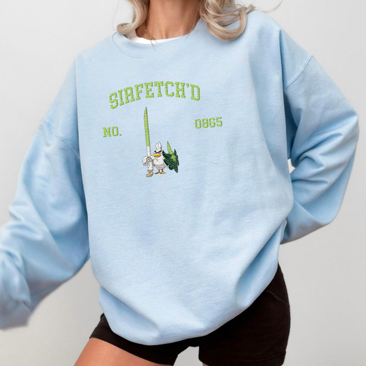 Sirfetch'd Adorable Anime-Themed Embroidered T-Shirt,Crewneck,Hoodie-Trendy Versatile and a Thoughtful Gift for Friends,H-C-1583
