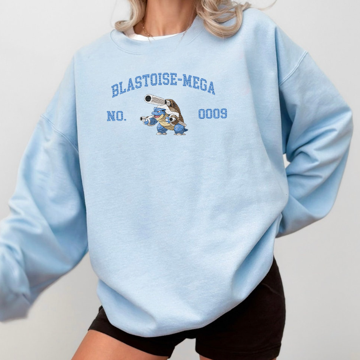 Blastoise-Mega Anime Characters Embroidered Unisex T-Shirt,Crewneck,Hoodie For Gift,H-C-1475