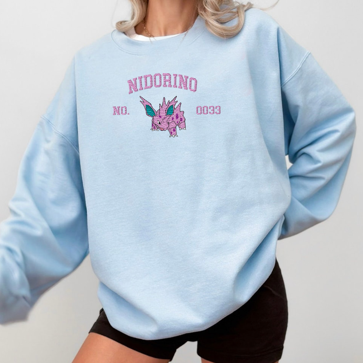 Nidorino Adorable Anime-Themed Embroidered T-Shirt,Crewneck,Hoodie-Trendy Versatile and a Thoughtful Gift for Friends,H-C-1394