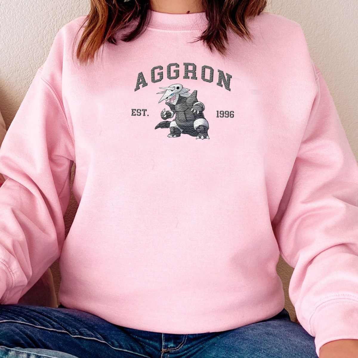 Aggron Adorable Anime-Themed Embroidered T-Shirt,Crewneck,Hoodie-Trendy Versatile and a Thoughtful Gift for Friends,H-C-895