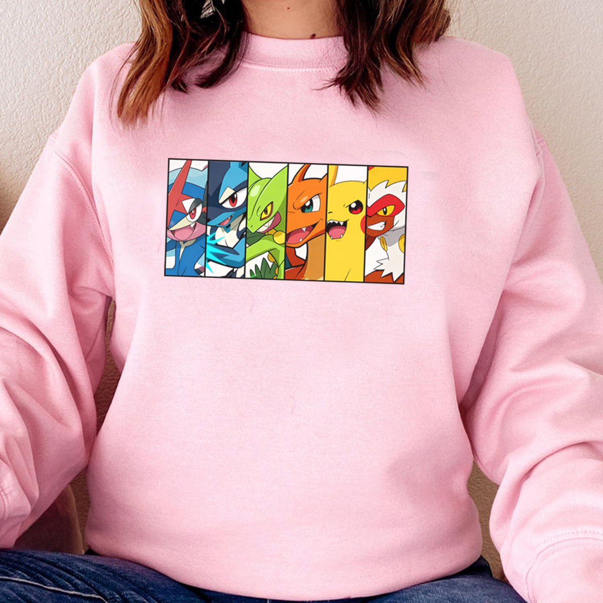 Pokémon Evolution Series Infernape Greninja Pikachu Charizard Sceptile Lucario Family Embroidered T-Shirt,Crewneck & Hoodie,H-C-1792