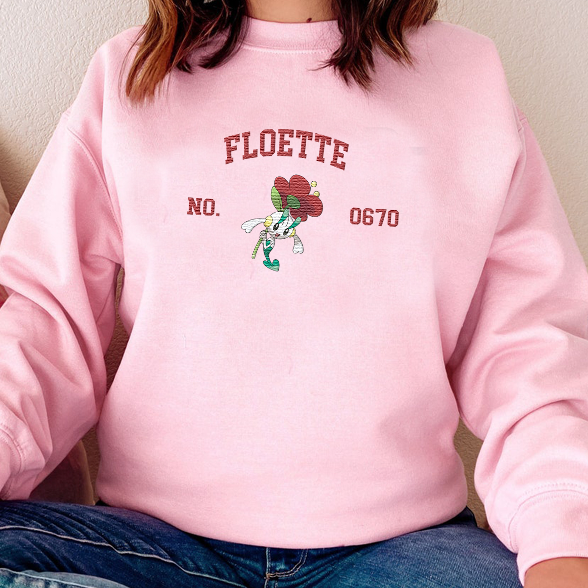 Floette Anime-Themed Embroidered T-Shirt,Crewneck,Hoodie-Trendy Versatile and a Thoughtful Gift for Friends,H-C-1794