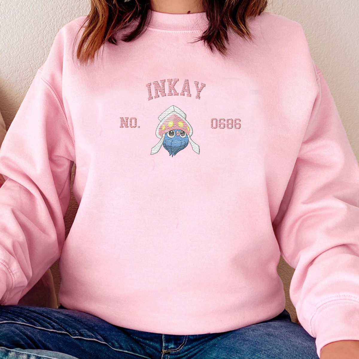 Inkay Anime-Themed Embroidered T-Shirt,Crewneck,Hoodie-Trendy Versatile and a Thoughtful Gift for Friends,H-C-1809