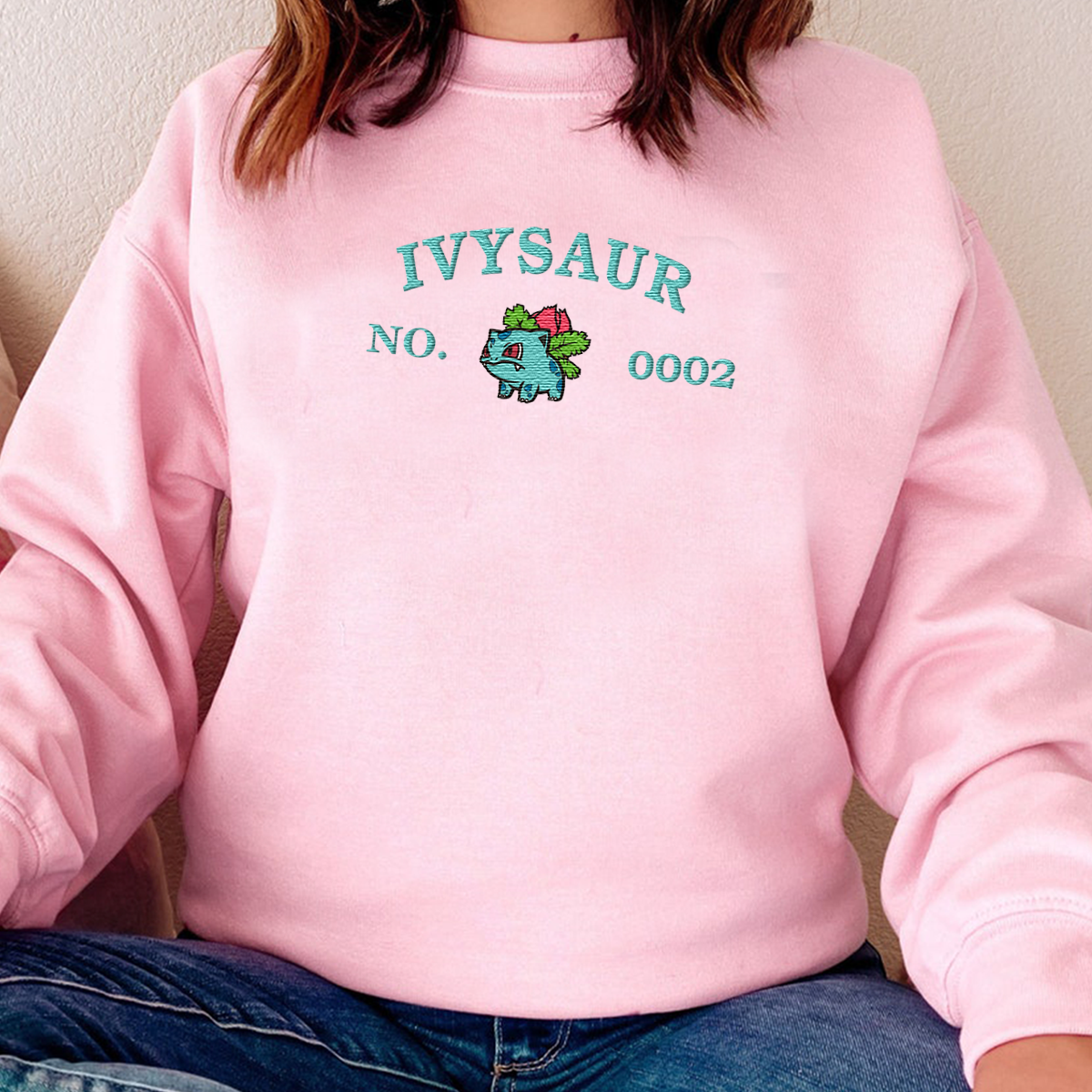 Ivysaur-Q.Adorable Anime-Themed Embroidered T-Shirt,Crewneck,Hoodie-Trendy Versatile and a Thoughtful Gift for Friends,H-C-1232