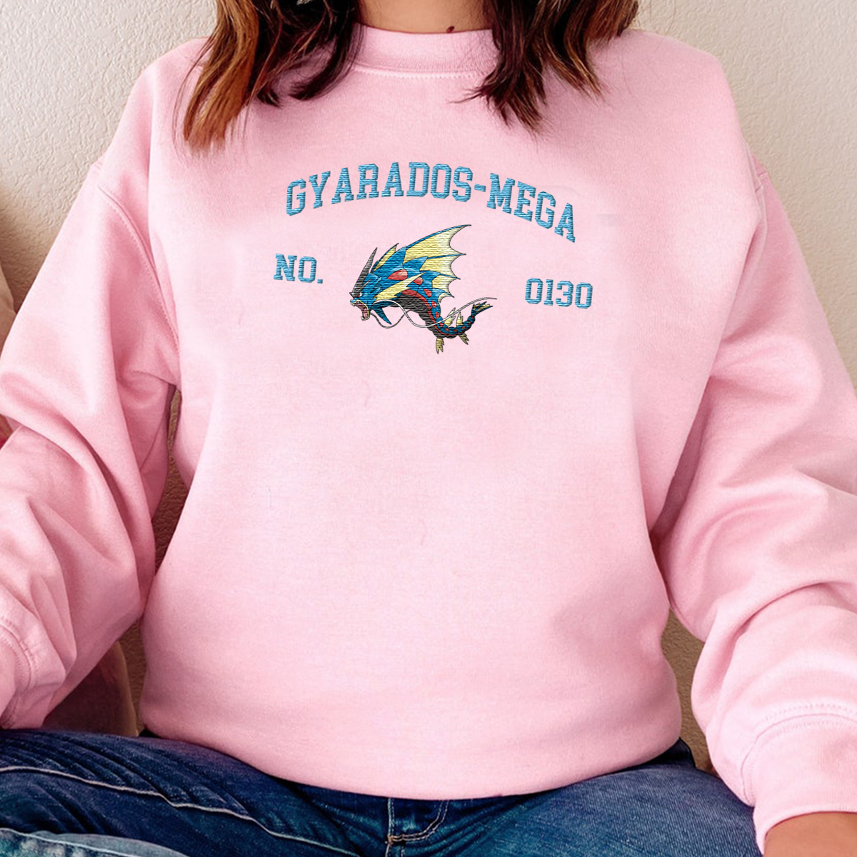 Gyarados-Mega Adorable Anime-Themed Embroidered T-Shirt,Crewneck,Hoodie-Trendy Versatile and a Thoughtful Gift for Friends,H-C-1485