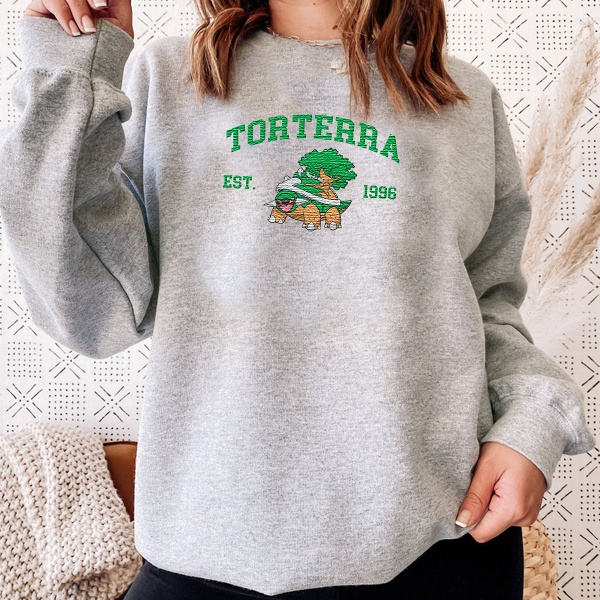 Torterra Anime Characters Embroidered Unisex T-Shirt,Crewneck,Hoodie For Gift,H-C-1180
