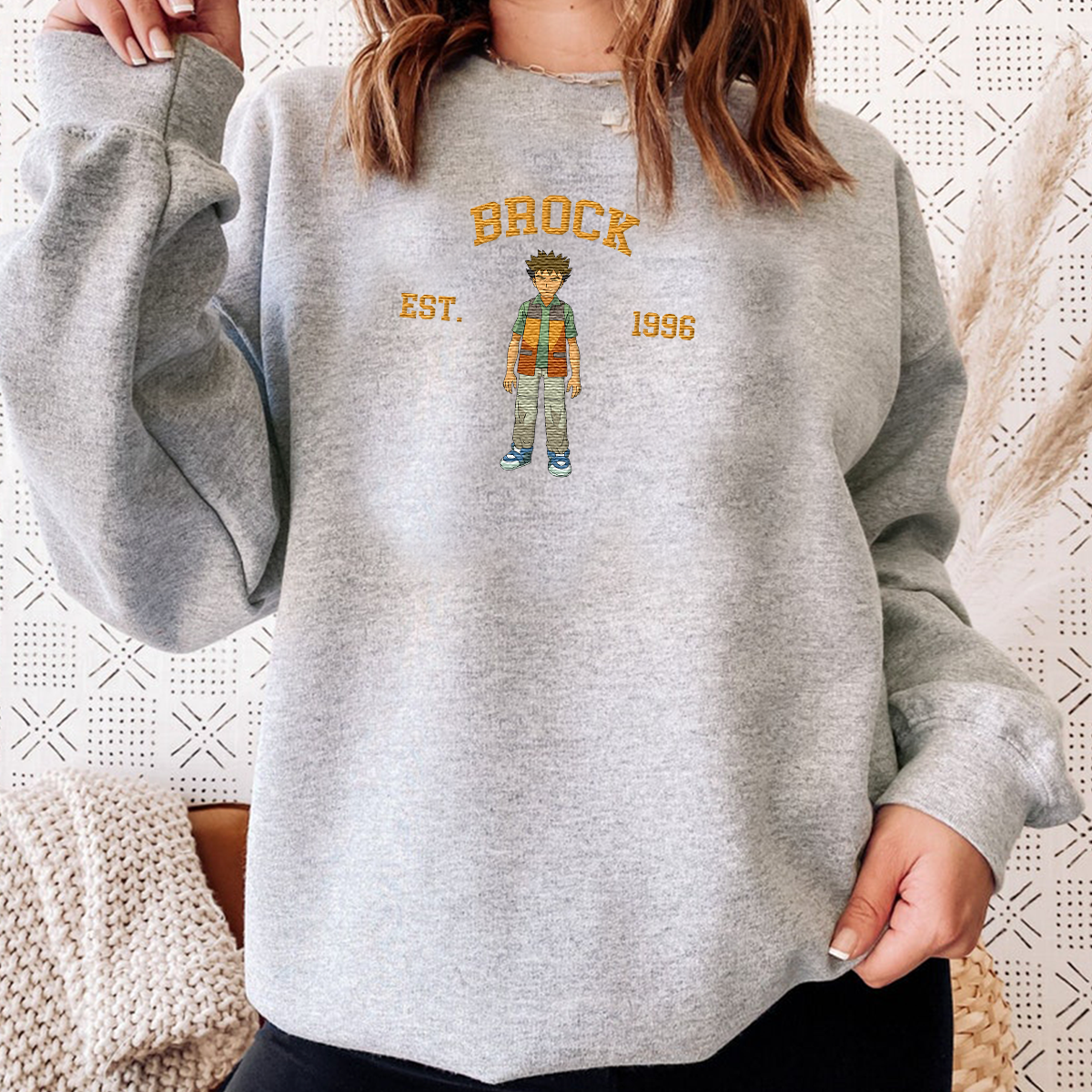 BROCK Anime Characters Embroidered Unisex T-Shirt,Crewneck,Hoodie For Gift,H-C-1447
