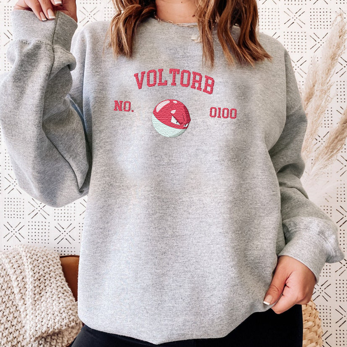 Voltorb Adorable Anime-Themed Embroidered T-Shirt,Crewneck,Hoodie-Trendy Versatile and a Thoughtful Gift for Friends,H-C-1614